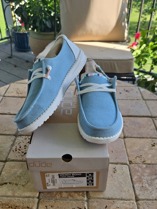 Hey Dude Shoes - Hey Dude Light Denim Blue Casual Slip-On Loafers